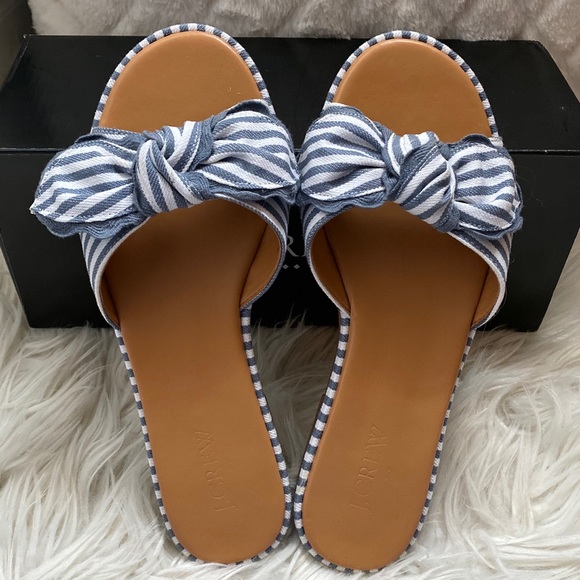 xSoldx J Crew - Striped Bow Slide Sandals - Picture 3 of 5